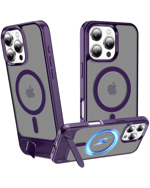 Encuentra la mejor Funda Magsafe con soporte metal en Guatemala para iPhone 16 Pro en color PURPLE de la marca SlowBack.