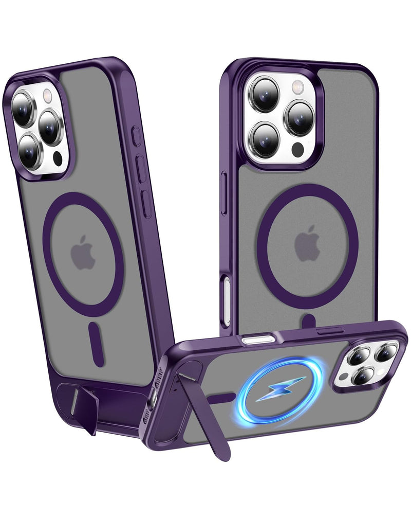 Encuentra la mejor Funda Magsafe con soporte metal en Guatemala para iPhone 16 Pro en color PURPLE de la marca SlowBack.