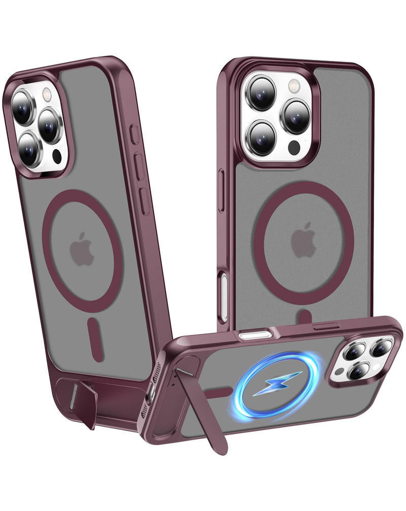 Encuentra el Magsafe Case con soporte metal DARK RED para iPhone 16 Pro en Guatemala, ideal para proteger tu dispositivo con estilo.