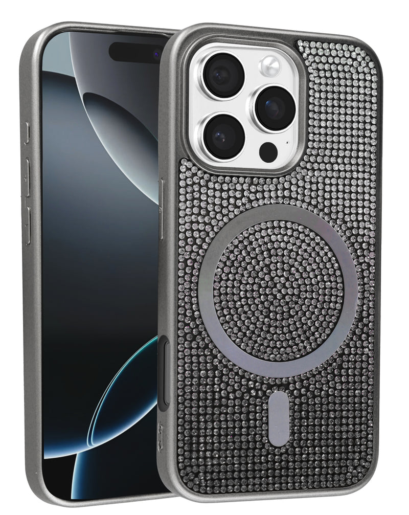 Encuentra la mejor funda Bling Diamond Crystal con carga inalámbrica para iPhone 16 Pro en Guatemala.