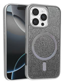 Tapa trasera con carga inalámbrica de diamantes de cristal para iPhone 16 Pro en Guatemala.