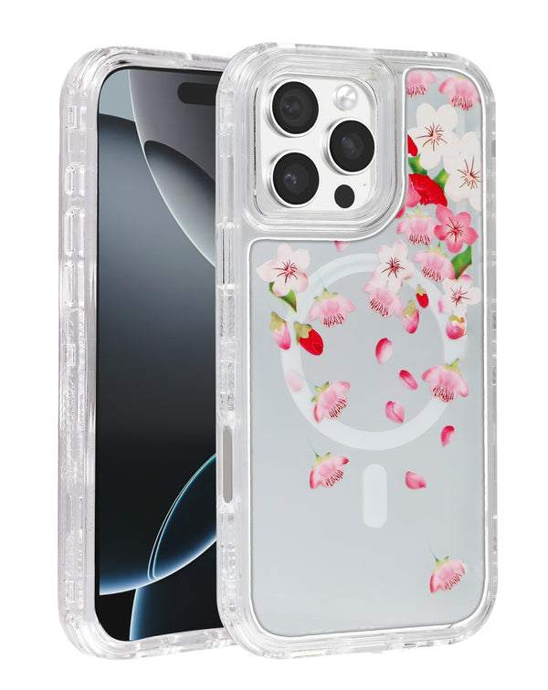 Encuentra en Guatemala la Funda transparente con diseño Flower y cargador inalámbrico para iPhone 16 Pro en Style 6.