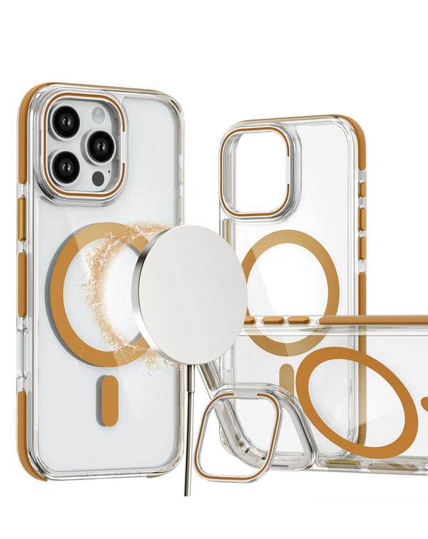 Encuentra la funda magnética clara tipo caballete para iPhone 16 Pro en Guatemala, ideal para proteger tu dispositivo con estilo.