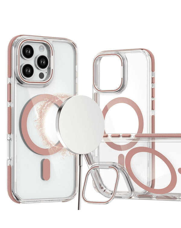 Encuentra la mejor funda magnética transparente con soporte para cámara para iPhone 16 Pro en Guatemala.
