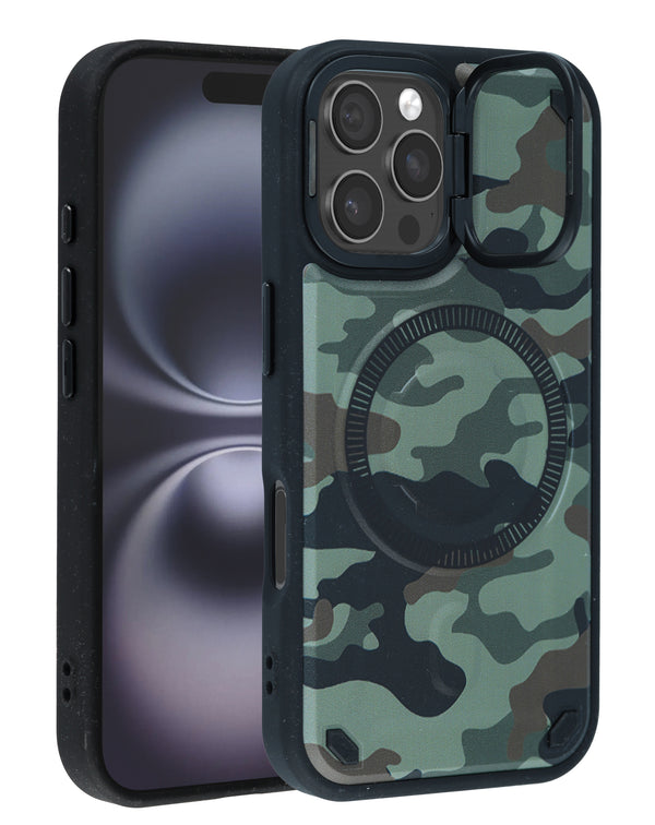 Funda magnetica delgada con soporte para camara Camo Design - Style 8 iPhone 16 Pro