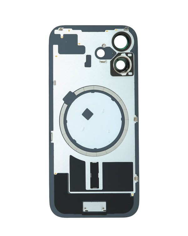 Pack de 2 tapas traseras con marco y imán MagSafe para iPhone 16 Plus en color negro en Guatemala, ideal para reparaciones o ventas al por mayor.