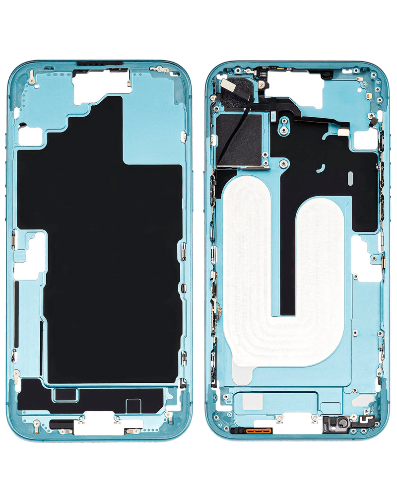 Compra el marco medio con piezas pequeñas para iPhone 16 Plus en Guatemala, ideal para reparaciones de tu teléfono de manera rápida y sencilla.