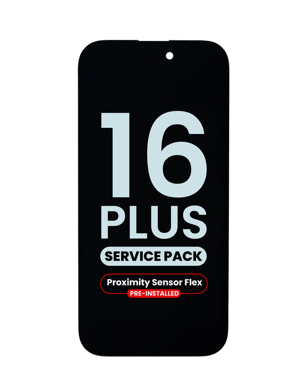 Reparación de pantalla OLED iPhone 16 Plus con sensor de proximidad flex preinstalado en Guatemala. 