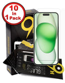 Protector de pantalla de cristal templado claro para iPhone 16 Plus en Guatemala, disponible en paquete de 10 piezas, ideal para mayoristas.