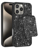 Compra el Case Magnetic Diamond de doble capa con ranura para tarjeta magnética para iPhone 16 Pro Max en Guatemala con protección dual y en color negro.