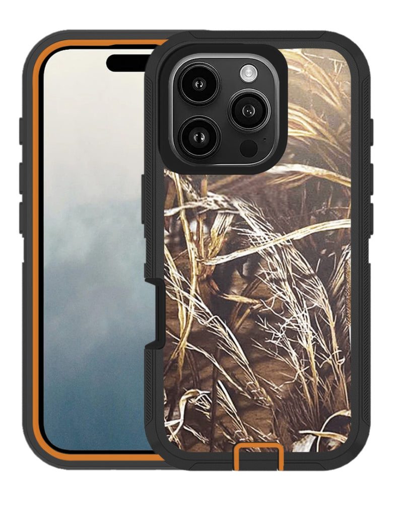 Encuentra la mejor funda heavy duty para tu iPhone 16 Pro en Guatemala con diseño CAMO ORANGE en SlowBack, el mayorista de accesorios para dispositivos móviles.