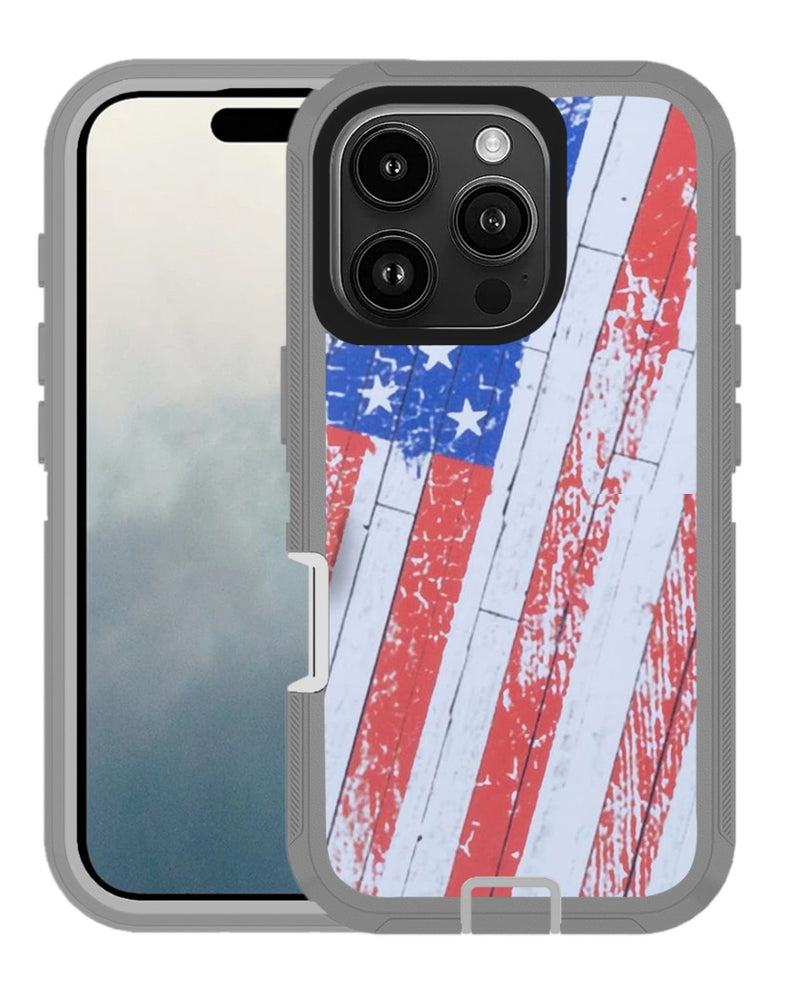 Encuentra el mejor case de alta resistencia para iPhone 16 Pro con la bandera de Estados Unidos en Guatemala.