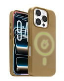 Funda de cuero marrón claro para iPhone 16 Pro Max con cargador inalámbrico IC Chip SlowBack.