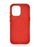 Funda de cuero roja SlowBack con cargador inalámbrico y chip IC para iPhone 16 Pro Max.
