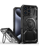 Funda resistente a golpes con soporte de anillo incorporado iPhone 16 Pro Max Negro