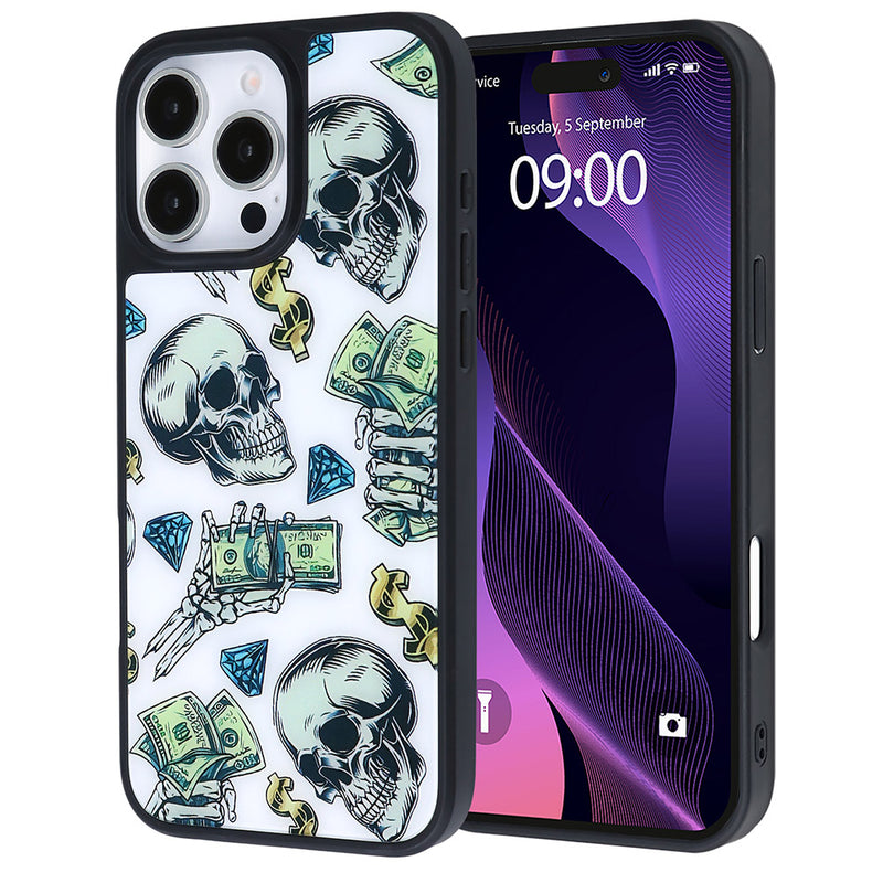 Compra en Guatemala el mejor case de diseño impreso con tecnología Magsafe para iPhone 16 Pro Max, con un diseño único de esqueleto de SlowBack.