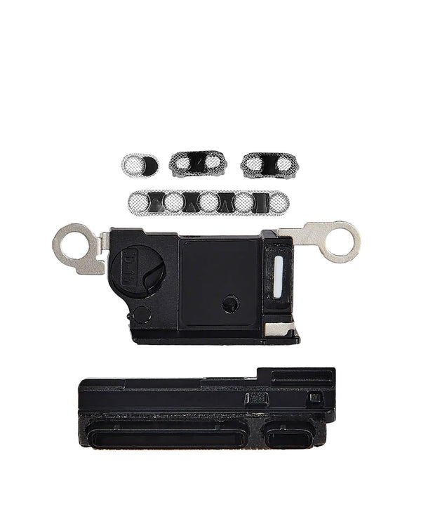 Encuentra la malla de altavoz/micrófono para iPhone 16 Pro Max en Guatemala, disponible en color White Titanium, ideal para reparaciones en talleres especializados.