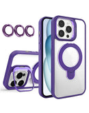 Funda transparente magnetica con 2 soportes y lente para camara iPhone 16 Pro Max