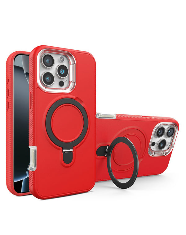 Funda heavy duty con carga wireless y soporte iPhone 16 Pro Max - Rojo