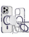 Encuentra la funda magnética transparente con soporte para cámara para iPhone 16 Pro Max en Guatemala, ideal para proteger tu dispositivo y resaltar su elegante color morado (Purple).