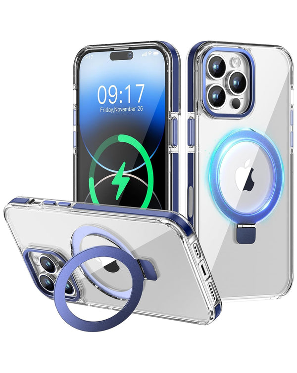 Funda transparente magnetica con soporte iPhone 16 Pro Max - BLUE