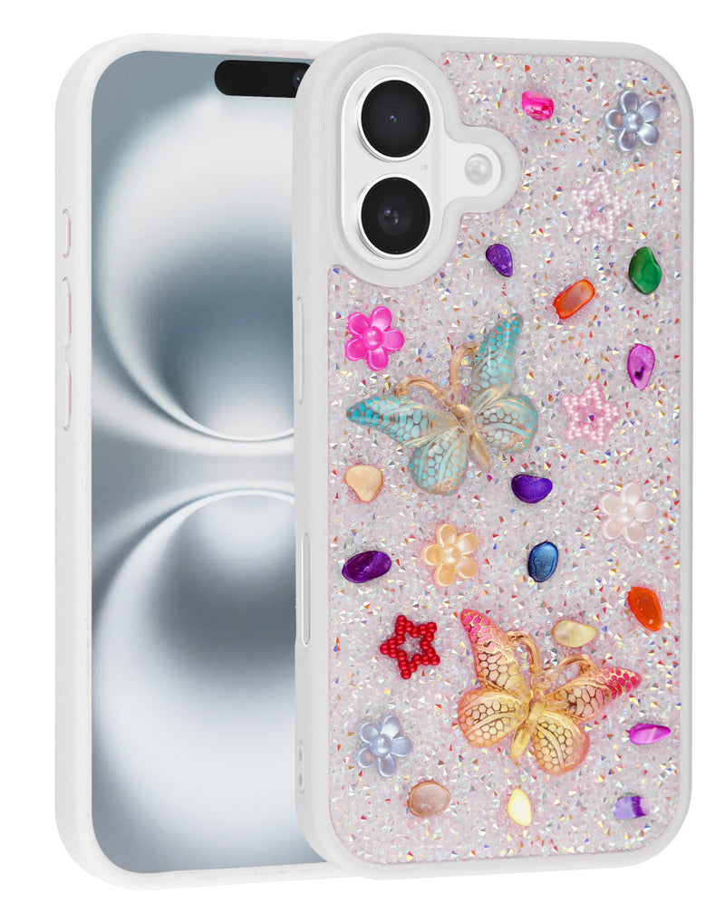 Encuentra la mejor funda de mariposa con brillos y pedrería para iPhone 17 en Guatemala.