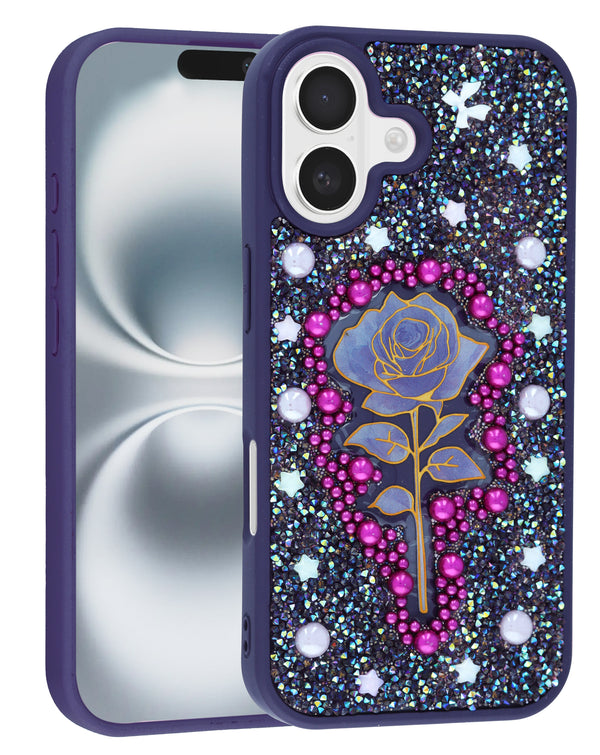 Encuentra en Guatemala la tapa trasera Diamond Rose Crystal color DARK PURPLE para iPhone 17 en tiendas de accesorios de celulares.