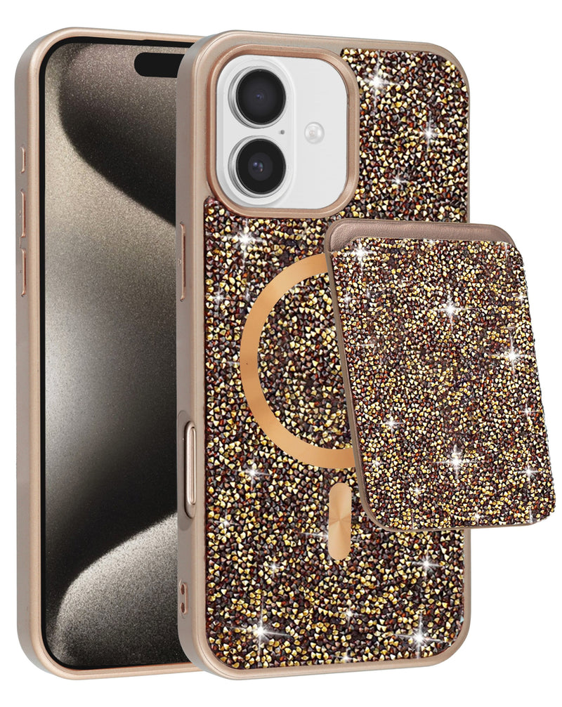 Protege tu iPhone 17 con estilo con el case protector magnético Diamond de doble capa en color GOLD en Guatemala.