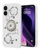 Encuentra el case de lujo con anillo blanco de diamantes para iPhone 17 en Guatemala, en SlowBack mayorista de accesorios.