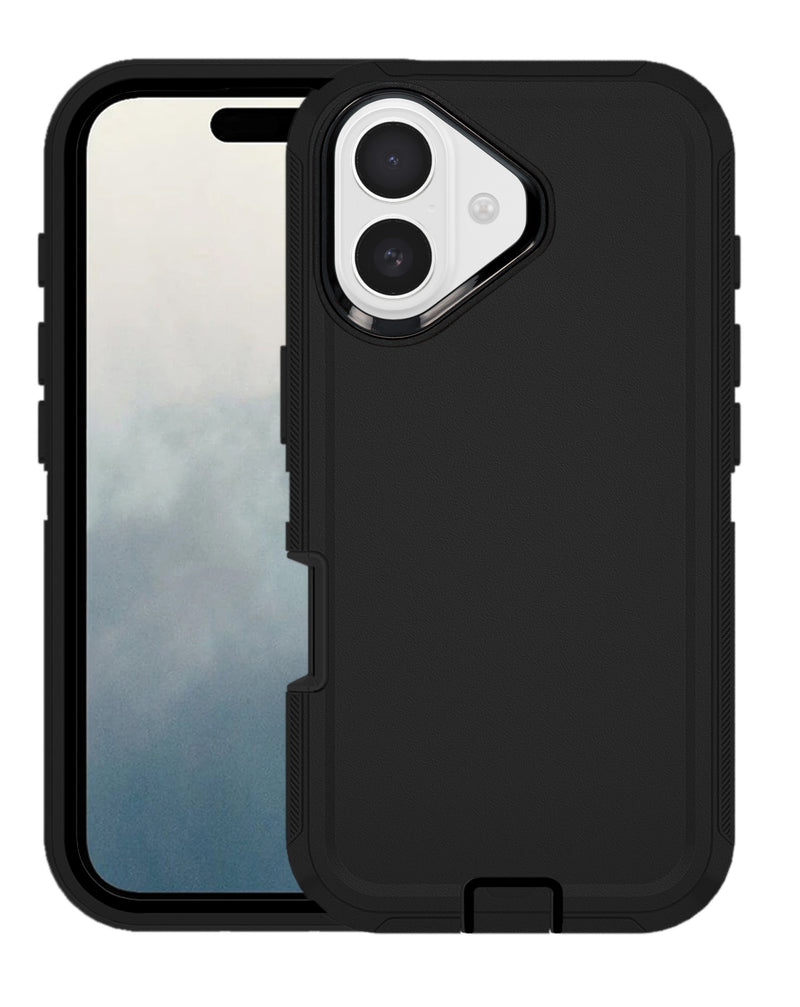 Encuentra la mejor funda heavy duty en color negro para iPhone 17 en Guatemala en SlowBack, mayorista de accesorios y cases para iPhone.