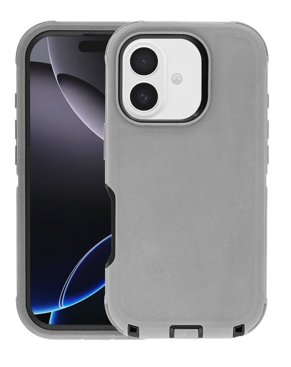 Encuentra la mejor funda heavy duty para iPhone 17 en Guatemala con protección en colores gris y negro en nuestro catálogo de accesorios.