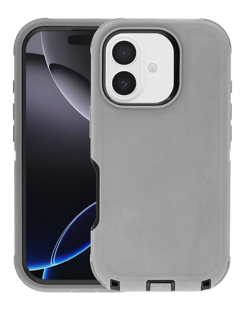 Encuentra la mejor funda heavy duty para iPhone 17 en Guatemala con protección en colores gris y negro en nuestro catálogo de accesorios.