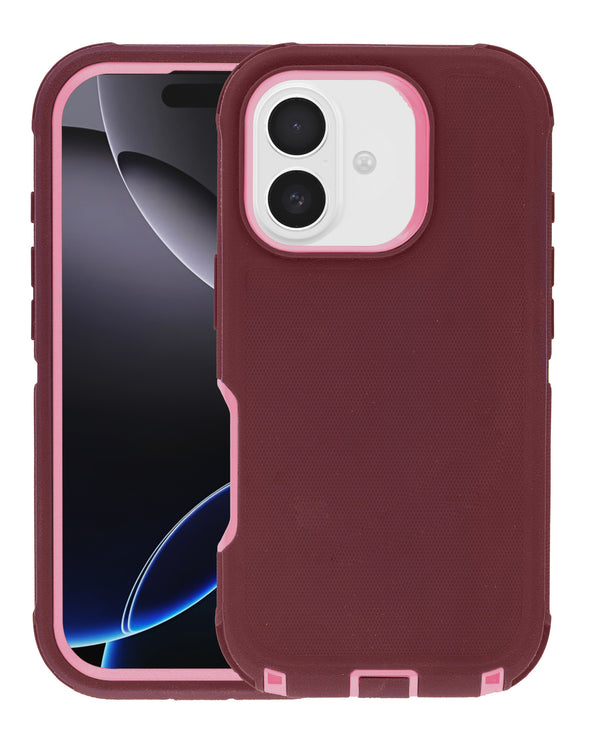 Protector resistente de color maroon y pink para iPhone 17, disponible en Guatemala para comprar al mayor.