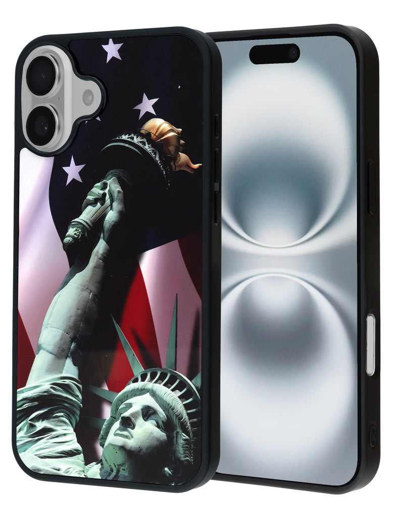 Mayorista de cajas de aluminio impresas con diseño de la Estatua de la Libertad para iPhone 17 en Guatemala.