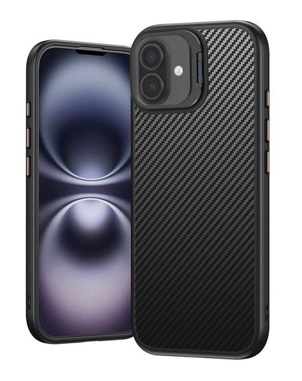 Funda de fibra de carbono texturizada lujosa Negro iPhone 17