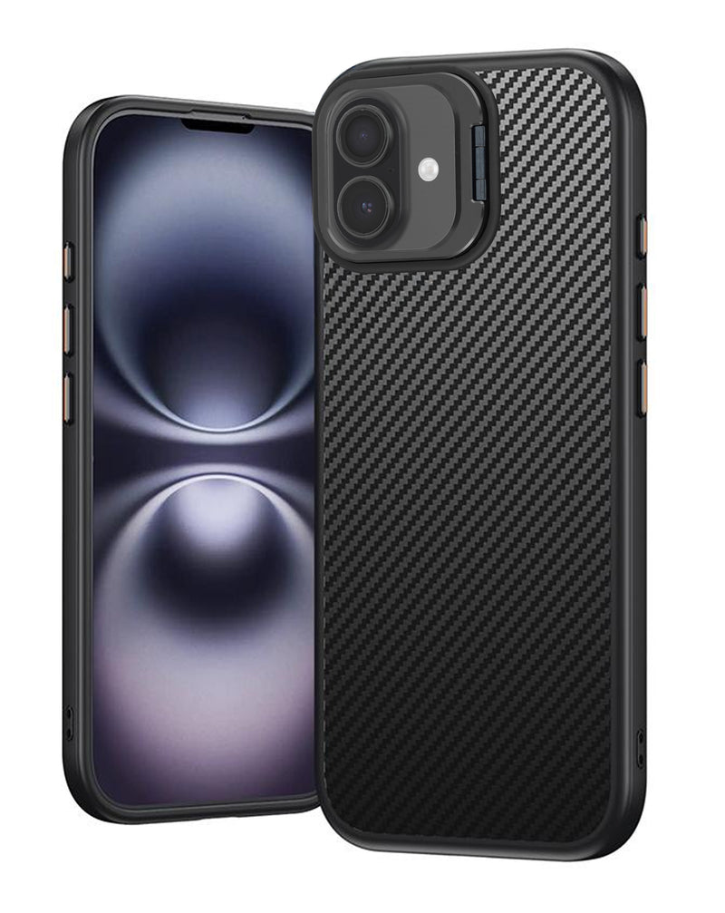 Funda de fibra de carbono texturizada lujosa Negro iPhone 17