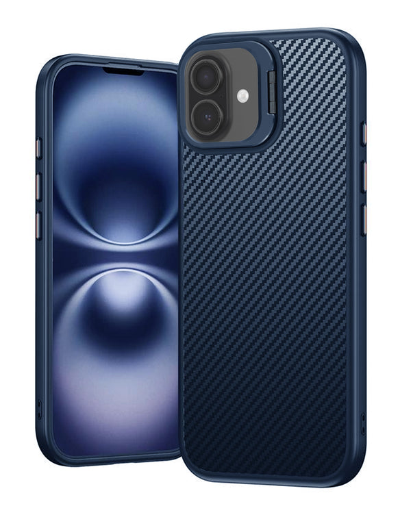 Funda de fibra de carbono texturizada de lujo para iPhone 17 en color azul en Guatemala, encuentra la tuya en SlowBack.