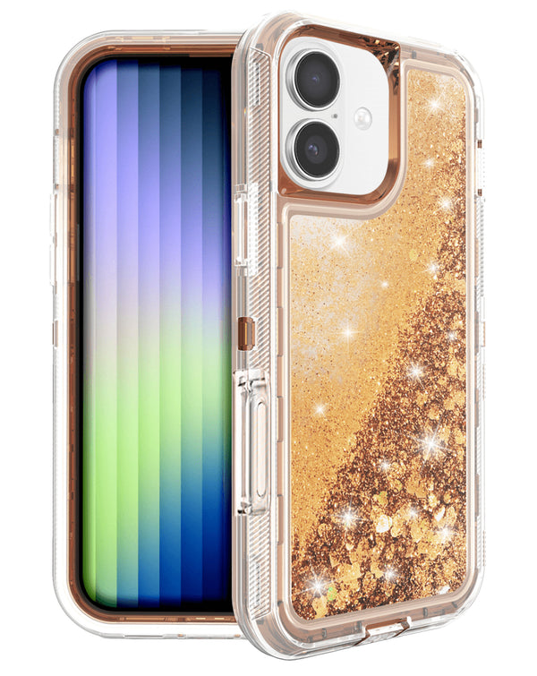 Encuentra la mejor funda protectora glitter líquido color rose gold para iPhone 17 en Guatemala, somos tu mayorista de accesorios con envío a todo el país.