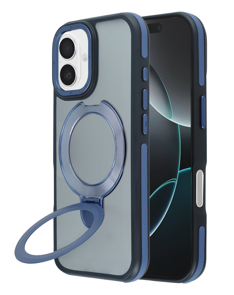 Case transparente mate con soporte de carga inalambrica iPhone 17 AZUL