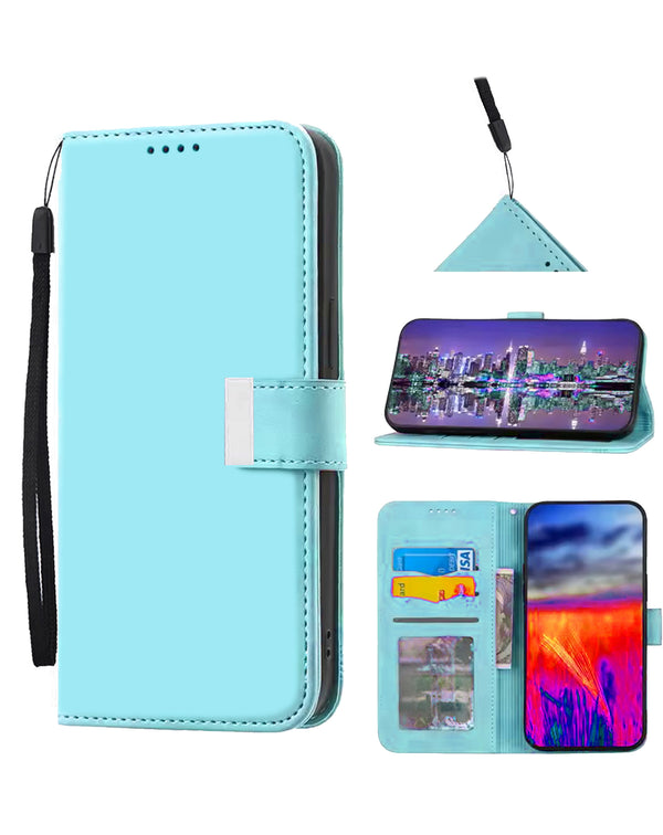 Encuentra la mejor funda billetera de cuero para iPhone 17 con correa de muñeca en Guatemala.