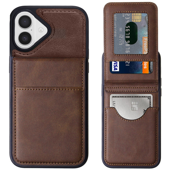 Funda cartera de cuero con soporte iPhone 17 (Marron)