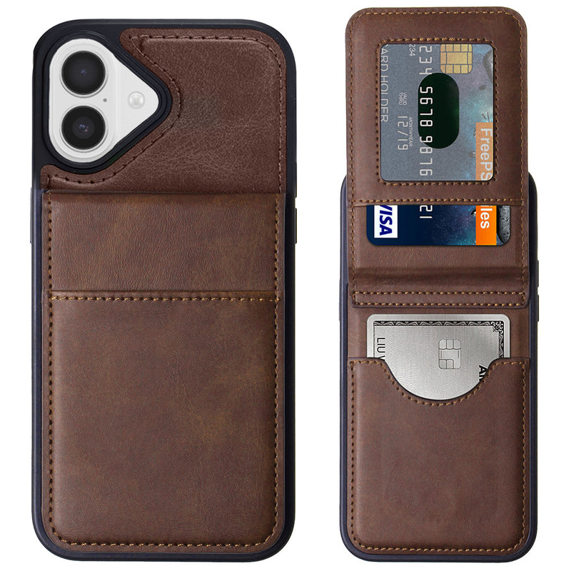 Funda cartera de cuero con soporte iPhone 17 (Marron)