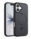 Compra el estuche con soporte magnético de fibra de carbono en Guatemala para iPhone 17 en SlowBack, disponible en color negro.