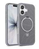 Compra el estuche magnético con soporte de fibra de carbon para iPhone 17 en Guatemala, ideal para tu celular de última generación.