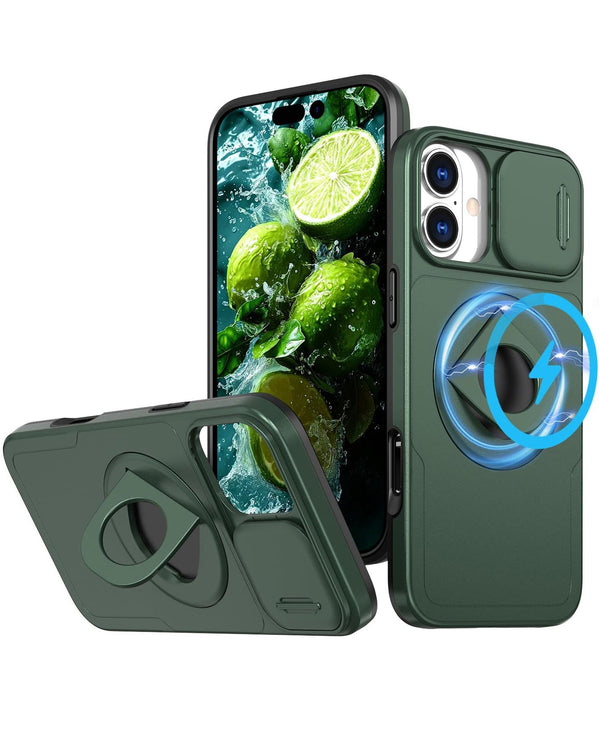 Funda con soporte anillo y cubierta deslizante iPhone 17 DARK GREEN