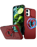 Funda con soporte de anillo y cubre lente de camara deslizable iPhone 17 - RED