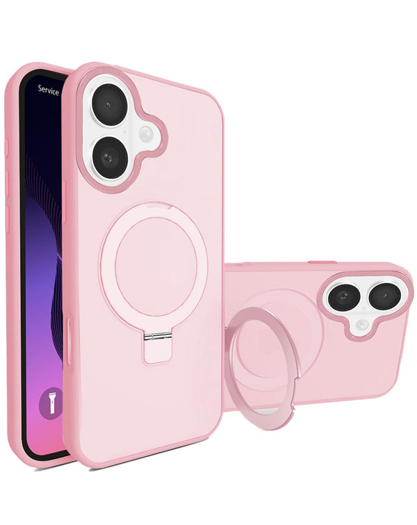 Funda de carga inalámbrica con soporte de anillo en color rosa para iPhone 17 disponible en Guatemala en SlowBack, mayorista de accesorios para dispositivos móviles.