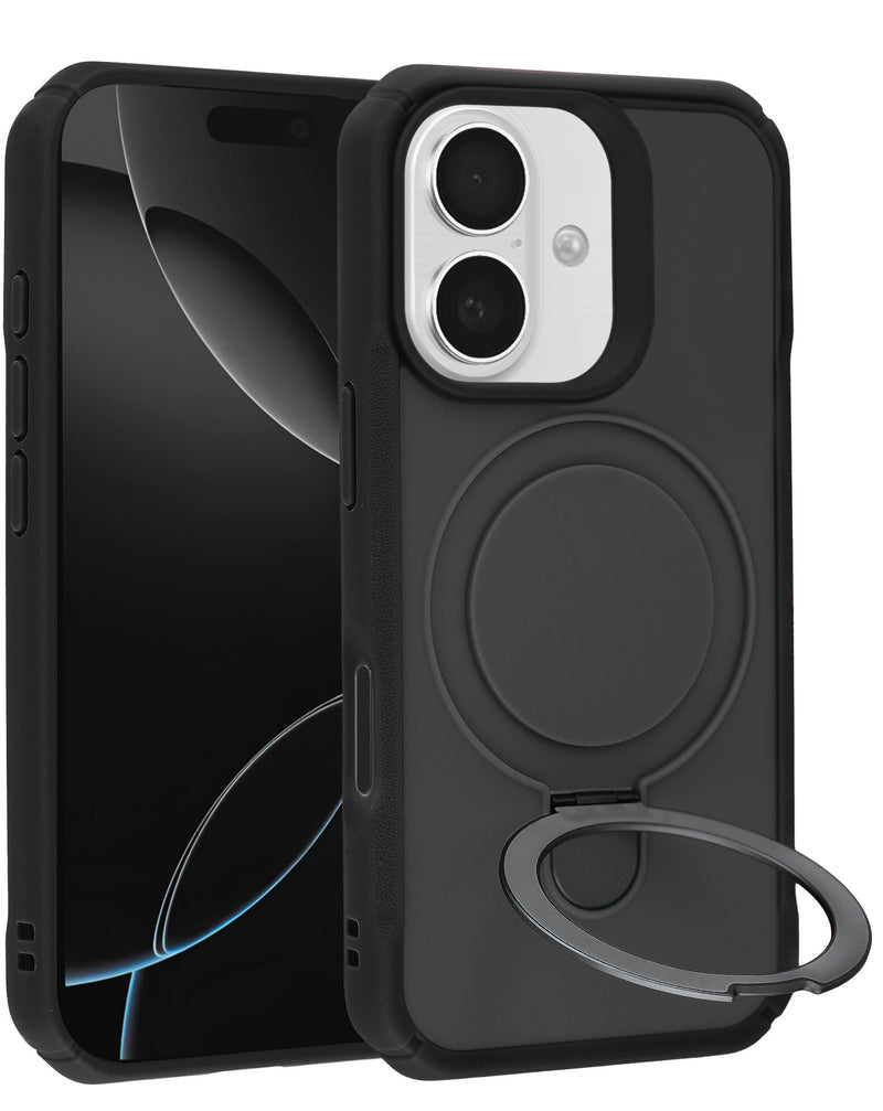 Funda antichoque con soporte magnético para iPhone 17, color negro, ideal para proteger tu dispositivo en Guatemala.