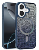 Funda con carga inalambrica bling diamond crystal AZUL iPhone 17