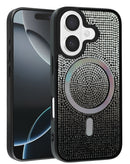 Case con carga inalambrica Bling Diamond Crystal iPhone 17 NEGRO y PLATEADO